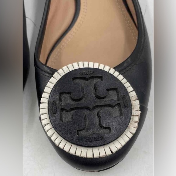 TORY BURCH Black Chelsea Leather Ballet Flats Shoes Womens Sz 8.5 M - Picture 6 of 8